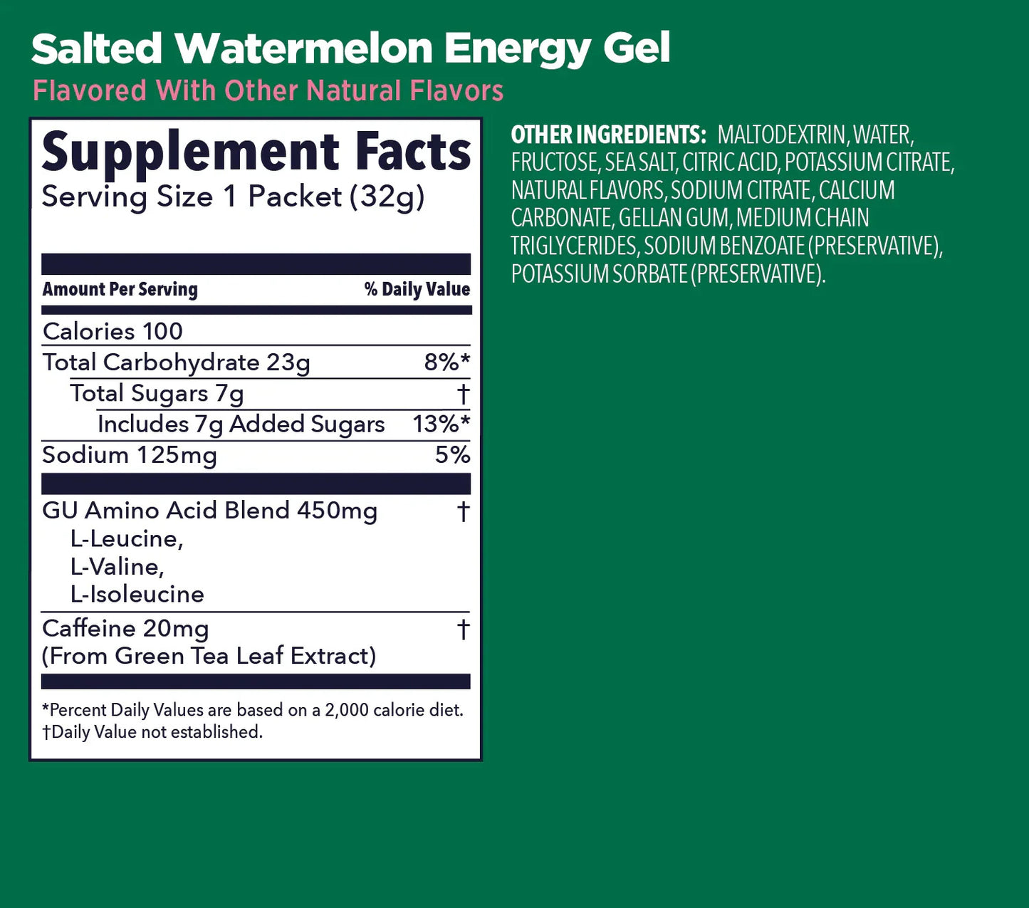 GU Energy Gel – Salted Watermelon Caffeinated – 6, 12 or 24 Pack | Running & Endurance