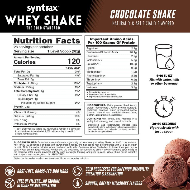SYNTRAX Whey Shake Protein 2LB (Free Shaker) Build Muscle | Protein Blend | Recovery