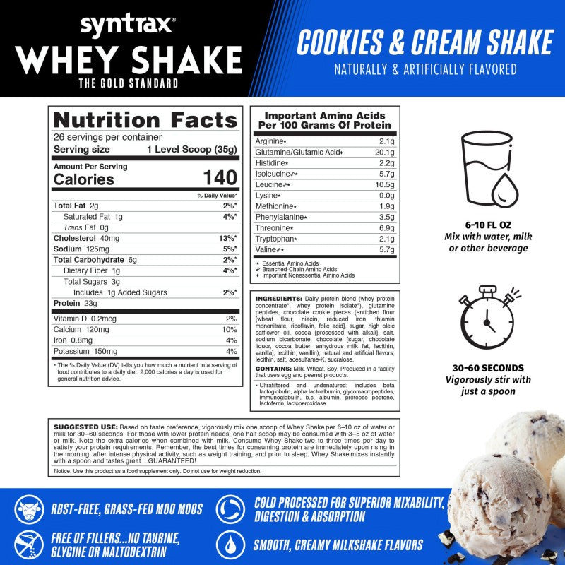 SYNTRAX Whey Shake Protein 2LB (Free Shaker) Build Muscle | Protein Blend | Recovery