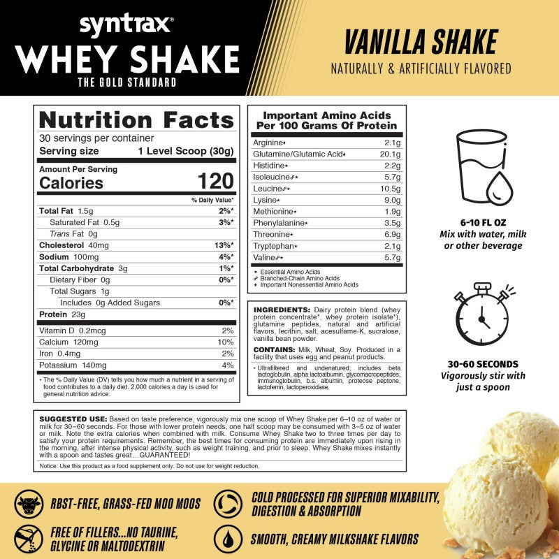 SYNTRAX Whey Shake Protein 2LB (Free Shaker) Build Muscle | Protein Blend | Recovery
