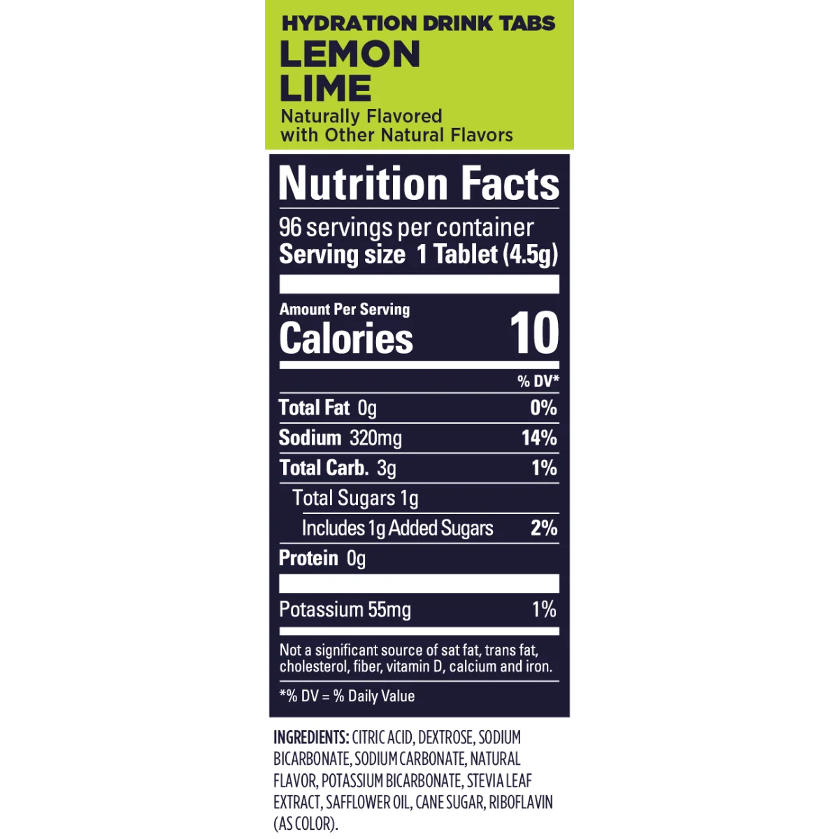 GU Hydration Tabs Lemon Lime nutrition facts