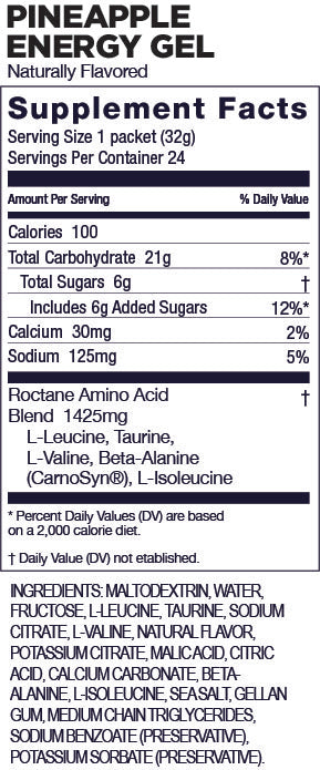 GU Roctane Energy Gel Pineapple single 32g Supplement Facts