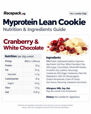 Myprotein Lean Cookie nutrition and ingredients – Cranberry & White Chocolate