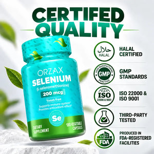 Orzax Selenium certified quality Halal GMP ISO and third-party tested