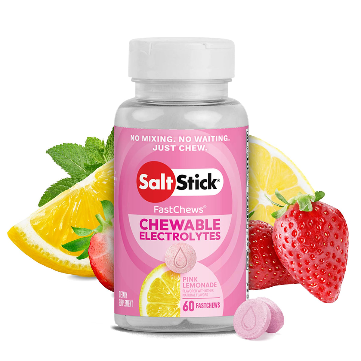 SaltStick FastChews Pink Lemonade 60-tablet bottle