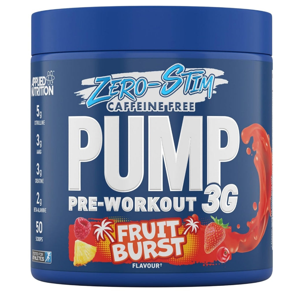 Applied Nutrition Pump 3G Zero Stim 375g – Caffeine-Free Pre-Workout for Muscle Pump, 25 Servings