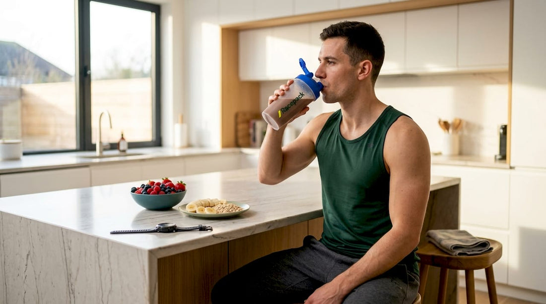 Athlete drinking post-HYROX recovery smoothie
