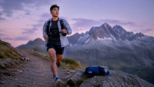 Runner training outdoors on wooded trail