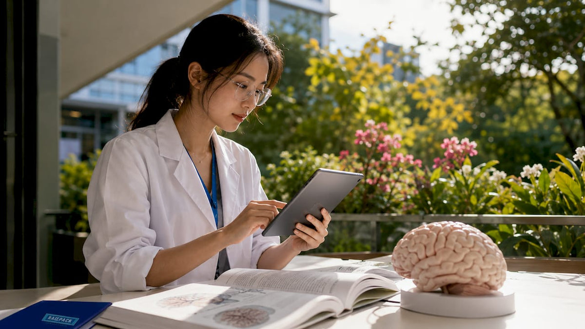 Scientist studying serotonin conversion in brain