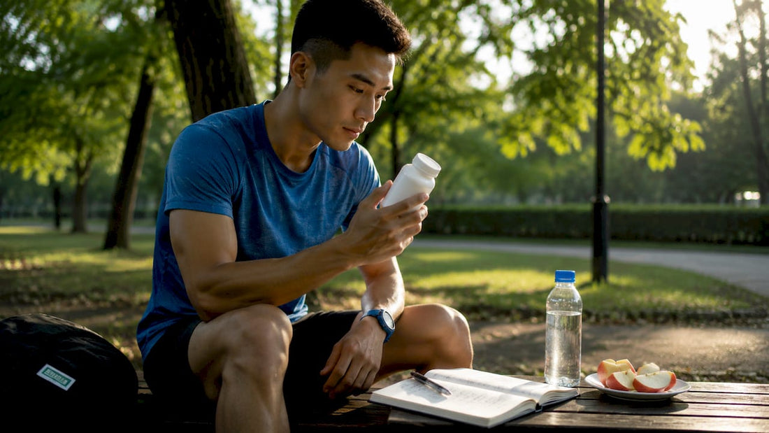 Athlete reviewing selenium supplement intake in kitchen