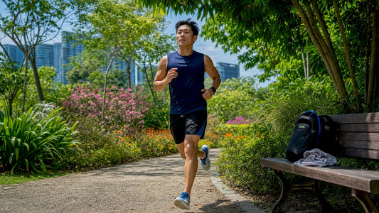 Runner training for 2.4km IPPT outdoors