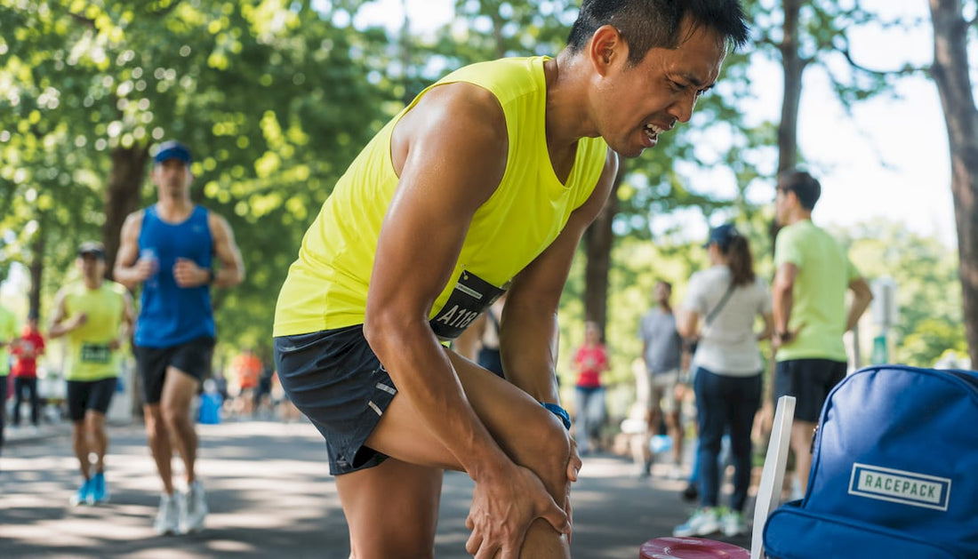 Runner holding leg during race cramp