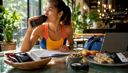 Athlete planning marathon nutrition at table