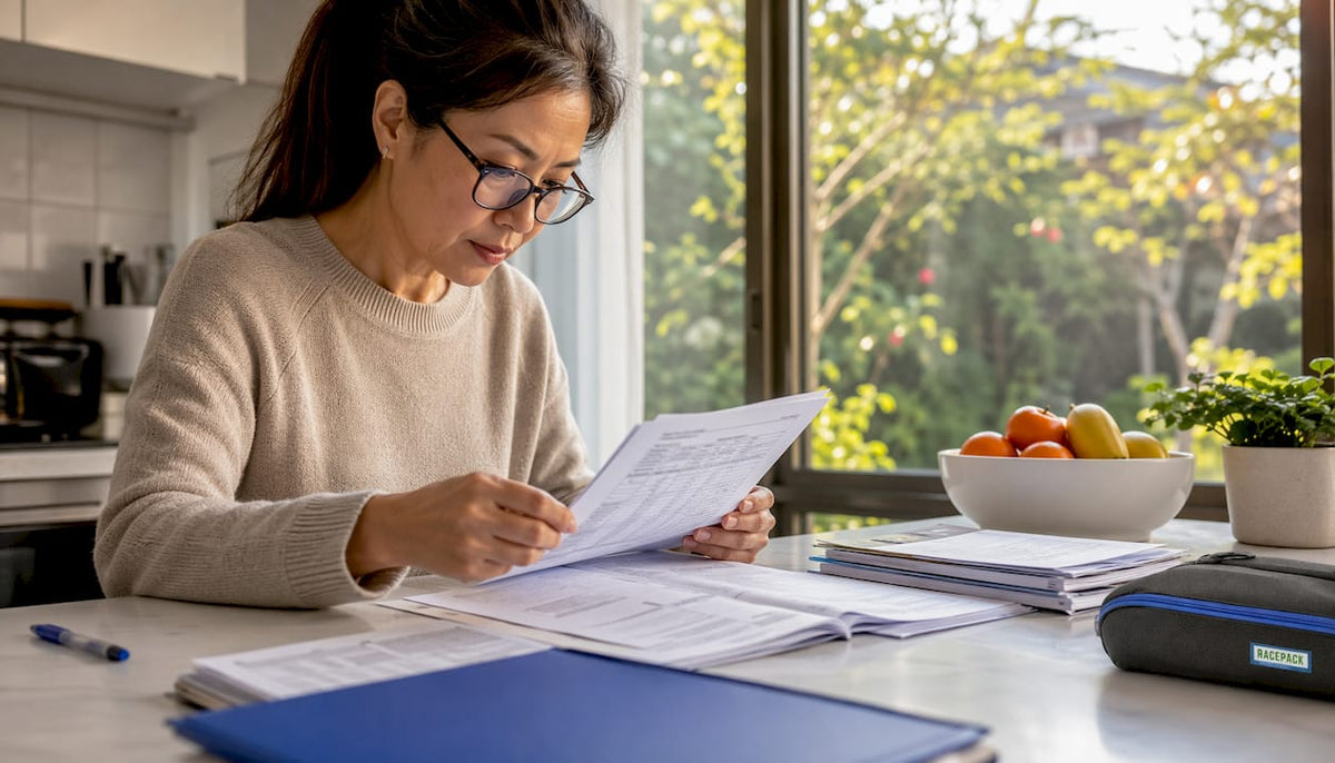 Woman reviewing supplement regulation papers