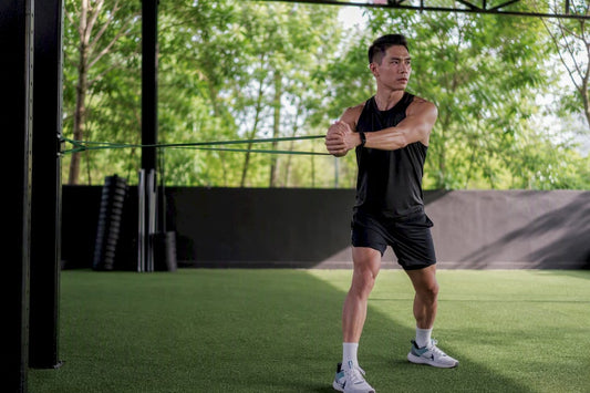 Athlete performing Pallof press core exercise