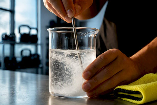Creatine powder dissolving in water