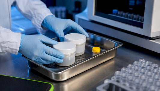 Sealed supplement samples in testing laboratory