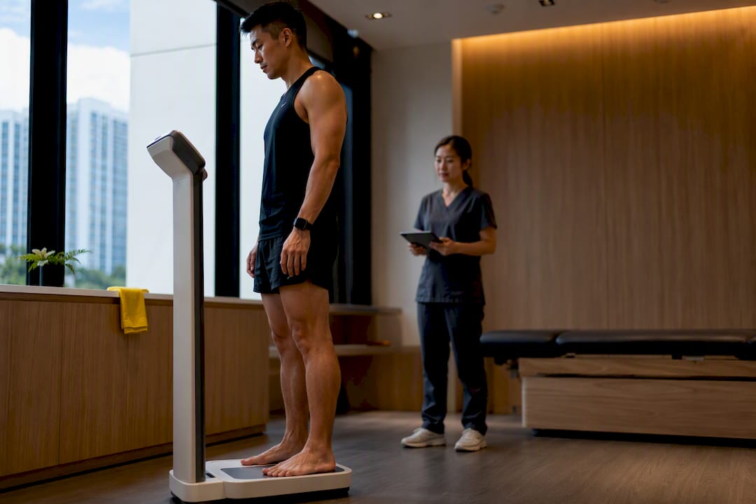 Runner completing a BMI assessment