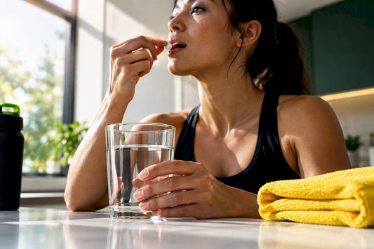 Athlete testing tablets before training