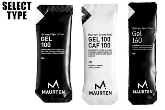 Runner taking energy gel beside track
