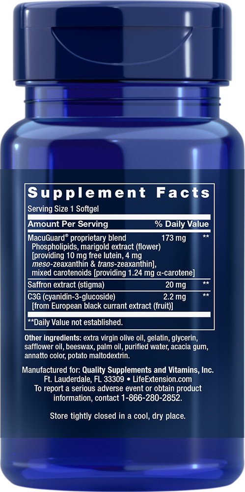 Life Extension MacuGuard® Ocular Support with Saffron