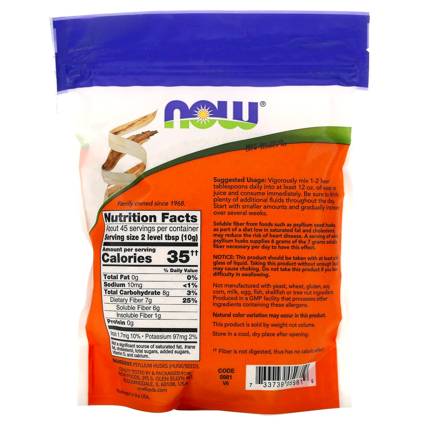 NOW Psyllium Husks 16oz
