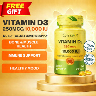 Orzax Vitamin D3 10,000 IU 250mcg 120 Softgels