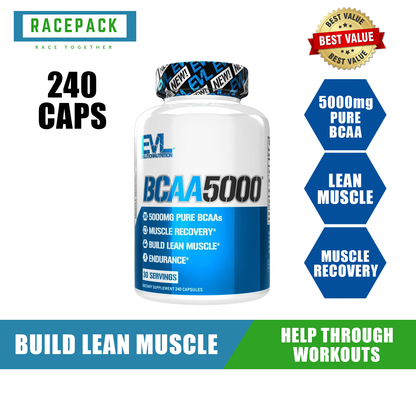 EVLution BCAA 5000 240粒胶囊，有助于肌肉的生长与修复，加速恢复，提升BCAA的强度和耐力