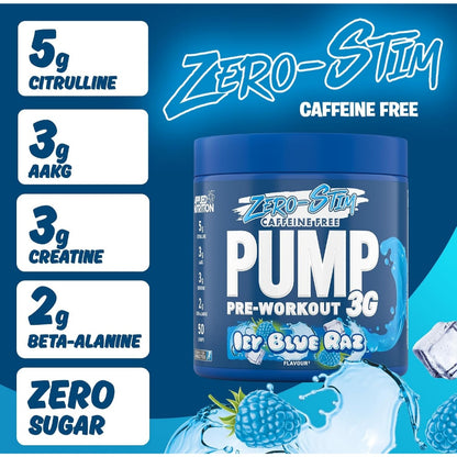 Applied Nutrition Pump 3G Zero Stim 375g – Caffeine-Free Pre-Workout for Muscle Pump, 25 Servings