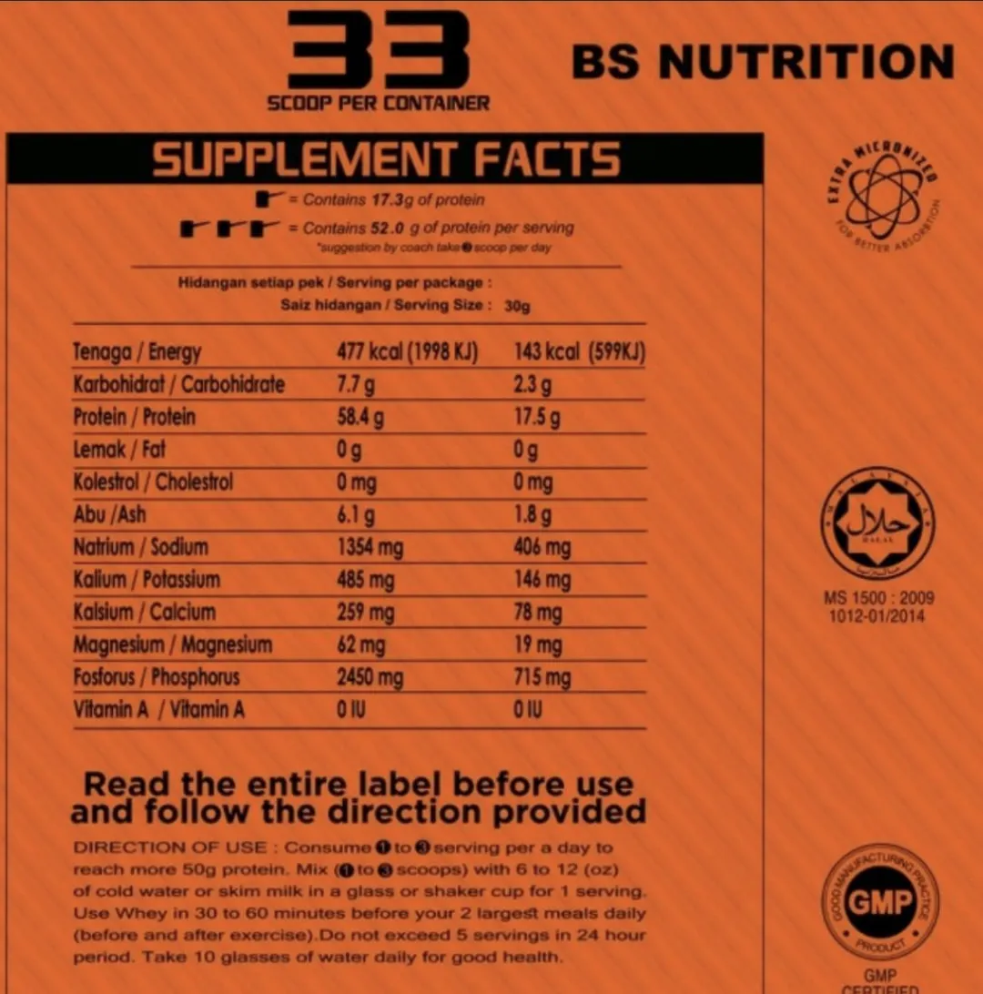 BS Nutrition 水解乳清蛋白 3公斤/6.6磅