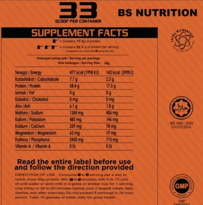 BS Nutrition 水解乳清蛋白 3公斤/6.6磅