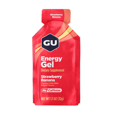 GU Energy Gel – Strawberry Banana Non-Caffeinated – 6, 12 or 24 Pack | Running & Endurance