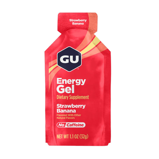 GU Energy Gel – Strawberry Banana Non-Caffeinated – 6, 12 or 24 Pack | Running & Endurance