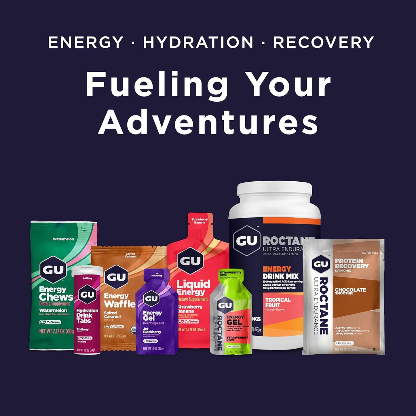 GU Roctane Energy Gel – Blueberry Pomegranate Caffeinated – 6, 12 or 24 Pack | Ultra Endurance Fuel