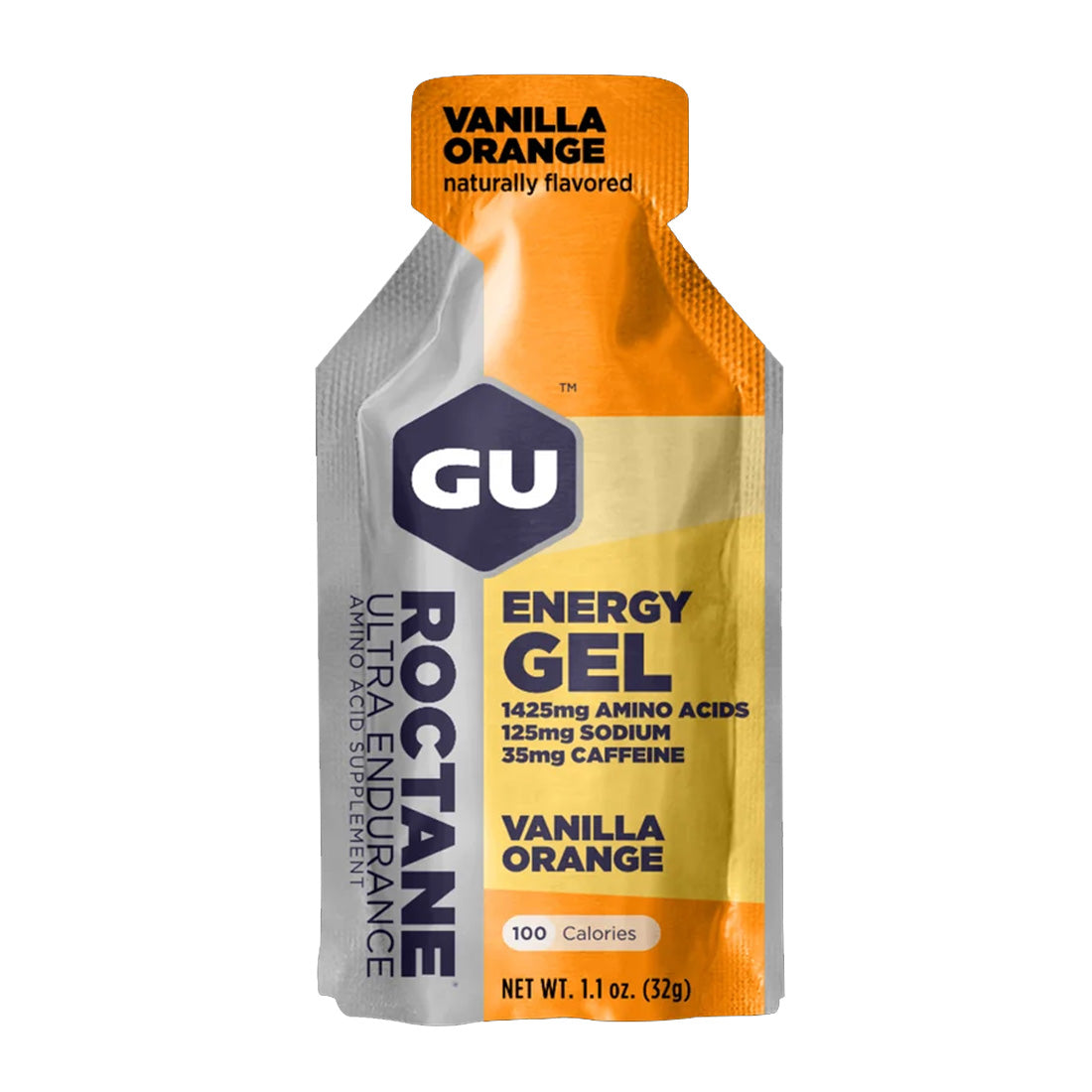GU Roctane Energy Gel – Vanilla Orange Caffeinated – 6, 12 or 24 Pack | Ultra Endurance Fuel