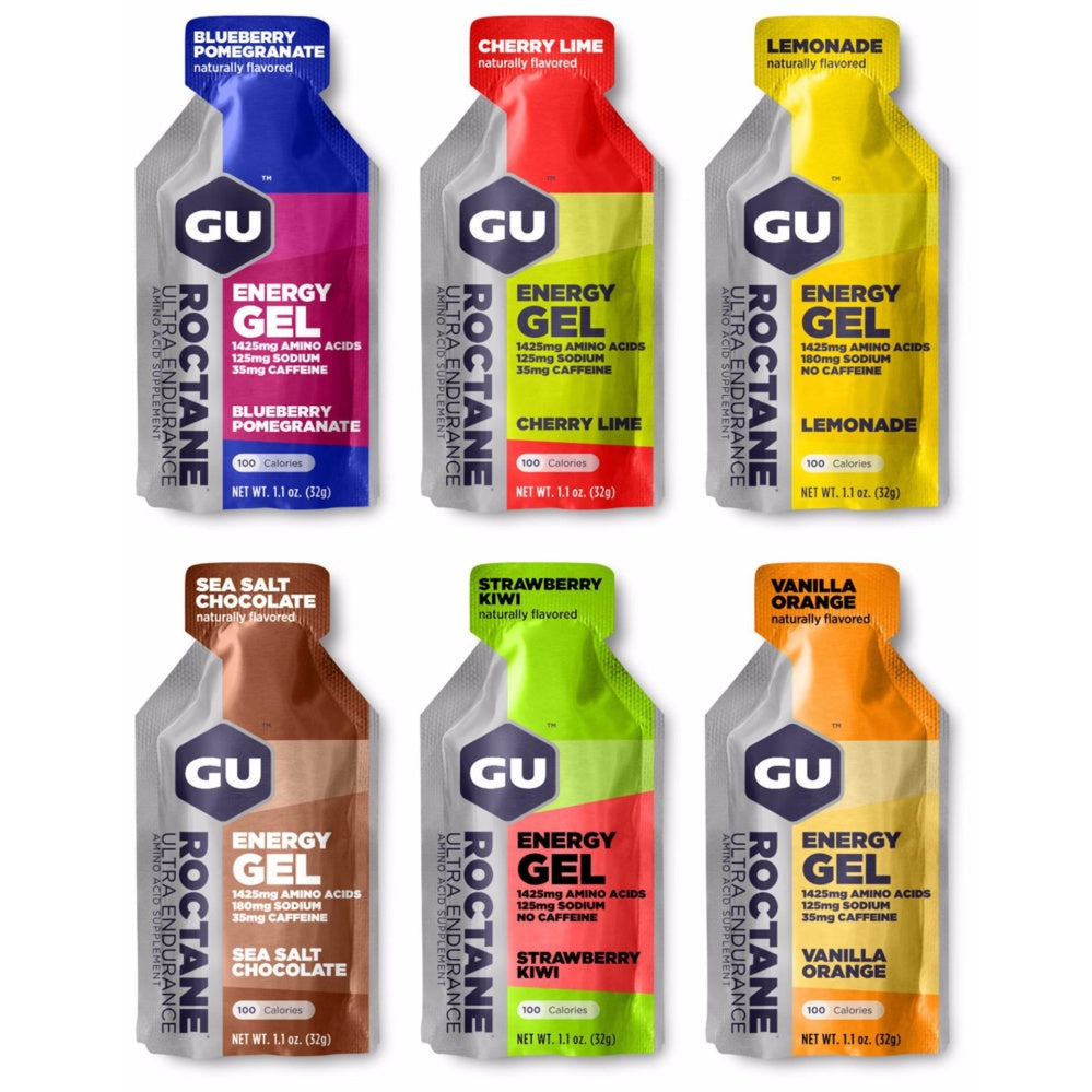 GU Roctane Energy Gel Assorted Caffeine and Non-Caffeinated – 6, 12 or 24 Pack | Ultra Endurance Fuel