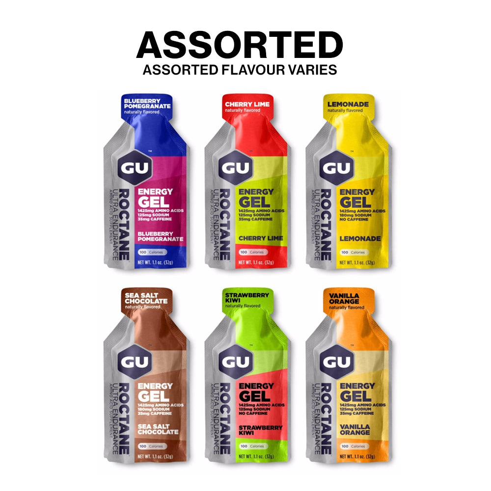 GU Roctane Energy Gel Assorted Caffeine and Non-Caffeinated – 6, 12 or 24 Pack | Ultra Endurance Fuel