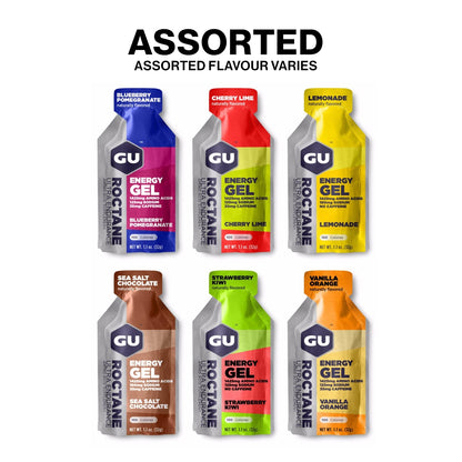 GU Roctane Energy Gel Assorted Caffeine and Non-Caffeinated – 6, 12 or 24 Pack | Ultra Endurance Fuel