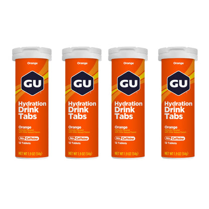 GU Hydration Drink Tabs – Orange Flavour Non-Caffeinated – 1, 2 or 4 Pack | Running & Endurance