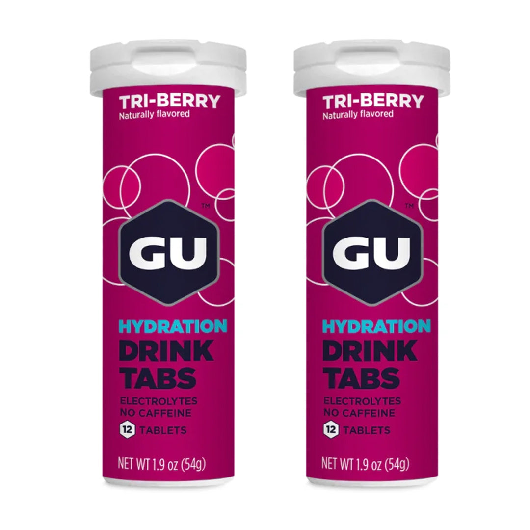 GU Hydration Drink Tabs – Tri Berry Flavour Non-Caffeinated – 1, 2 or 4 Pack | Running & Endurance