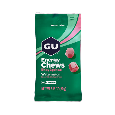 GU Energy Chews – Salted Watermelon Non-Caffeinated – 1, 4 or 12 Pack | Running & Endurance