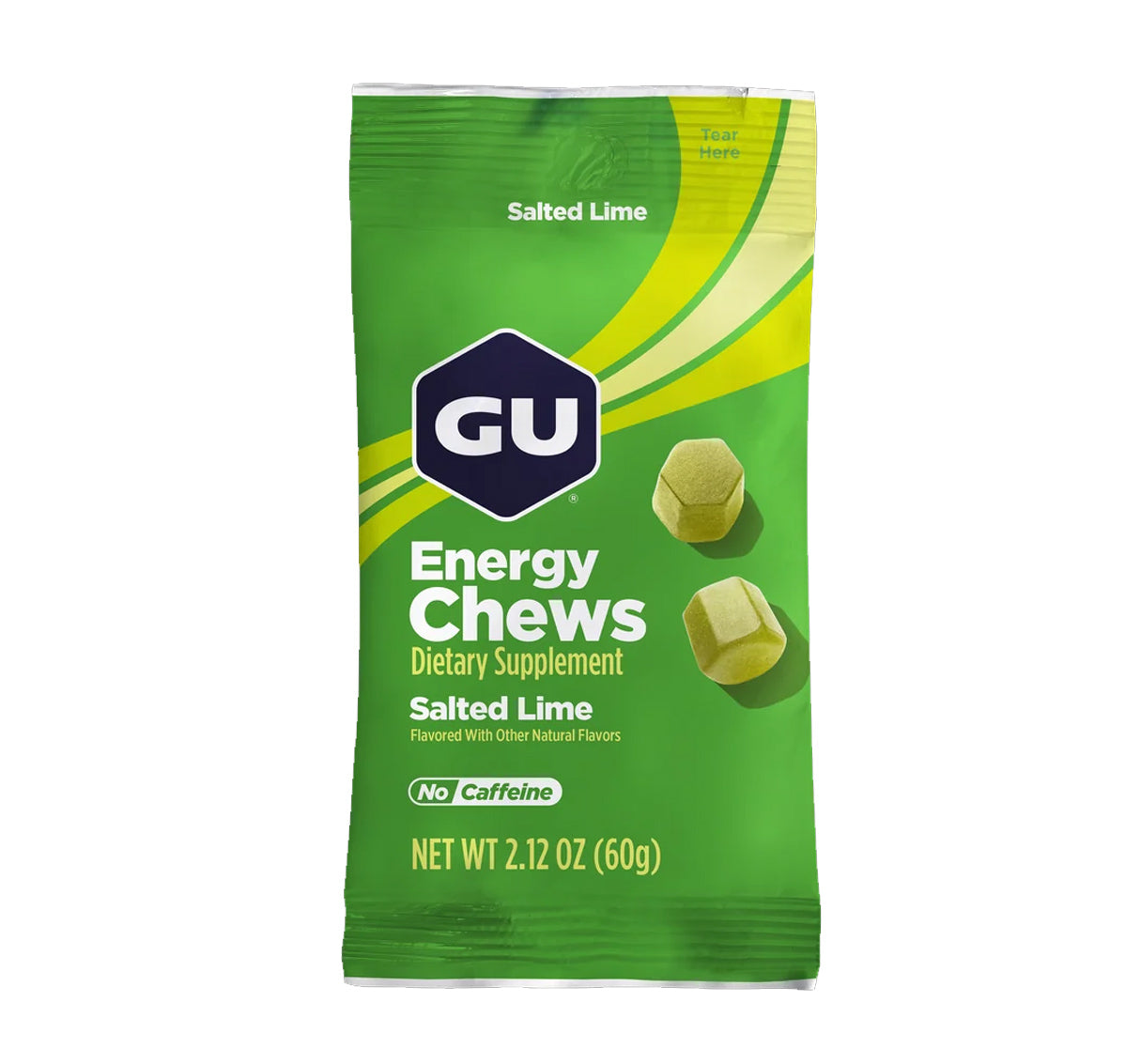 GU Energy Chews – Salted Lime Non-Caffeinated – 1, 4 or 12 Pack | Running & Endurance