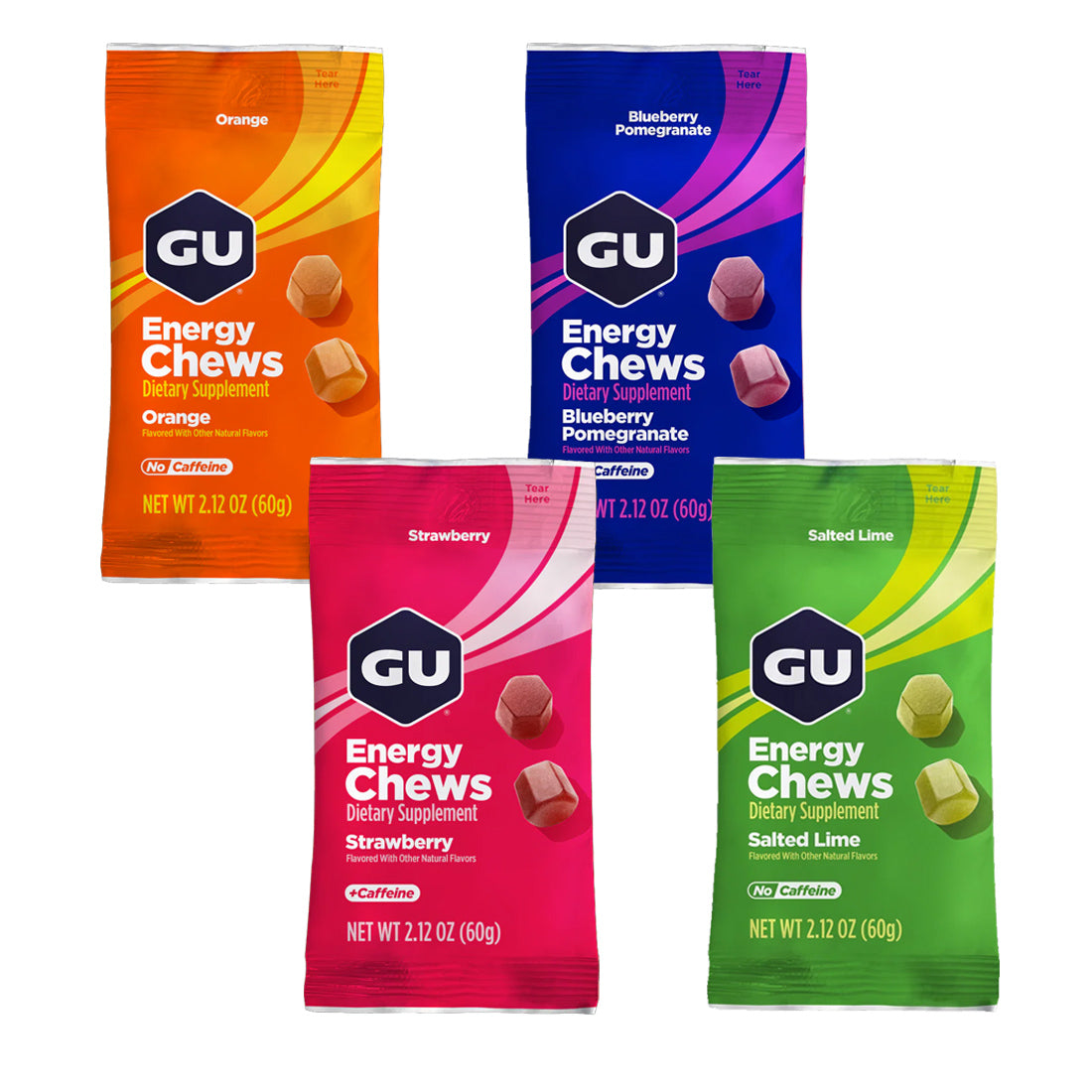 GU Energy Chews – Assorted Caffeine and Non-Caffeinated –  4 or 12 Pack | Running & Endurance