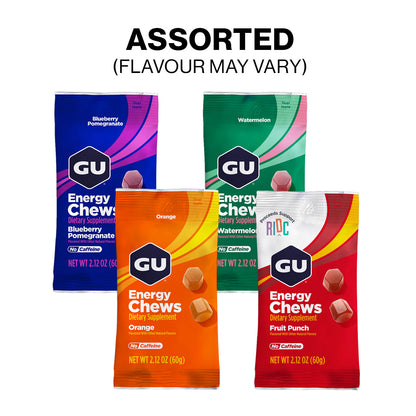 GU Energy Chews – Assorted Caffeine and Non-Caffeinated –  4 or 12 Pack | Running & Endurance