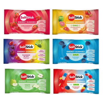 SaltStick Energy Gummies 3 Pack – Carbohydrate & Electrolyte Chews for Running, Marathon, Cycling & HYROX