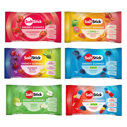 SaltStick Energy Gummies 3 Pack – Carbohydrate & Electrolyte Chews for Running, Marathon, Cycling & HYROX
