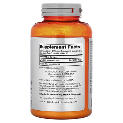 NOW Sports Creatine Monohydrate Powder 227g – Pure Creatine for Strength, Power, Gym & Sports Performance