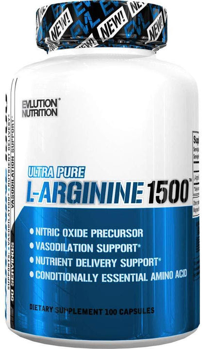EVLution L-精氨酸 1500毫克 100粒 肌肉生长 增肌 肌肉耐力