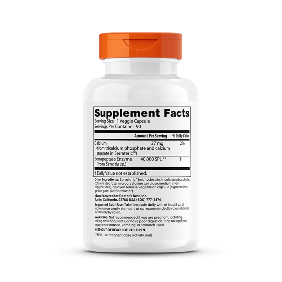 Doctor's Best Serrapeptase, 40,000 SPU, 90 Veggie Caps