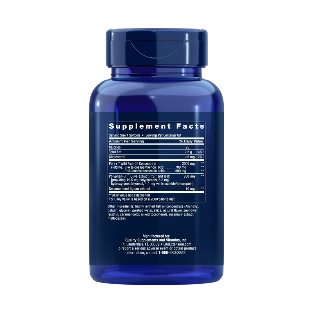 Life Extension Super Omega-3 EPA/DHA Fish Oil, Sesame Lignans & Olive Extract